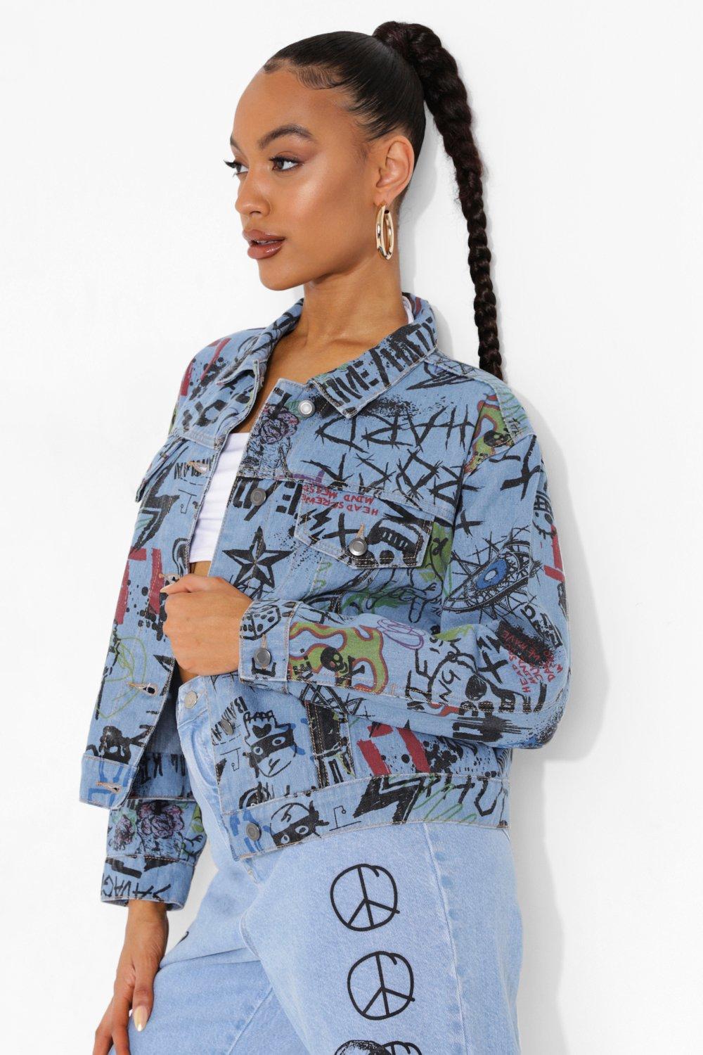 Graffiti best sale denim jacket